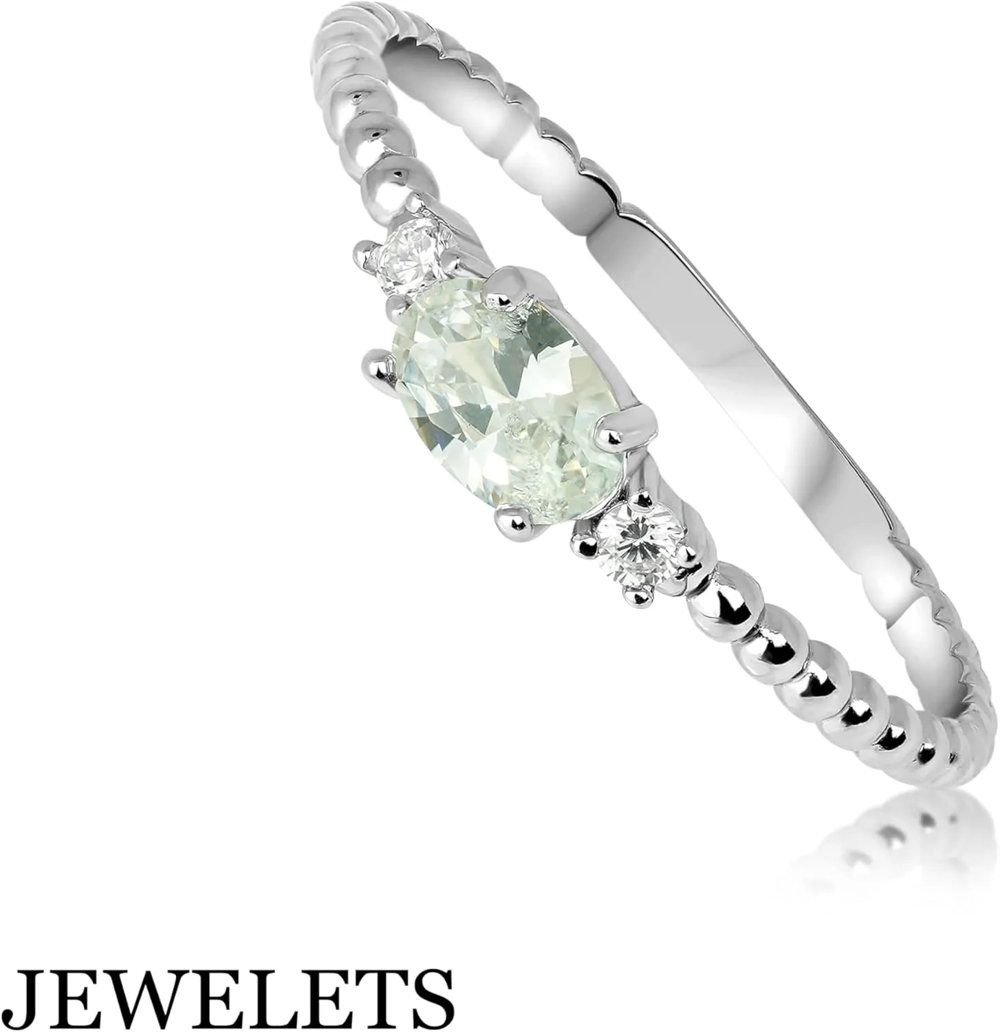 925 Silver Stackable Ring Blank 6x4 mm Cubic Zirconia Side DIY Fine Jewelry Mounting