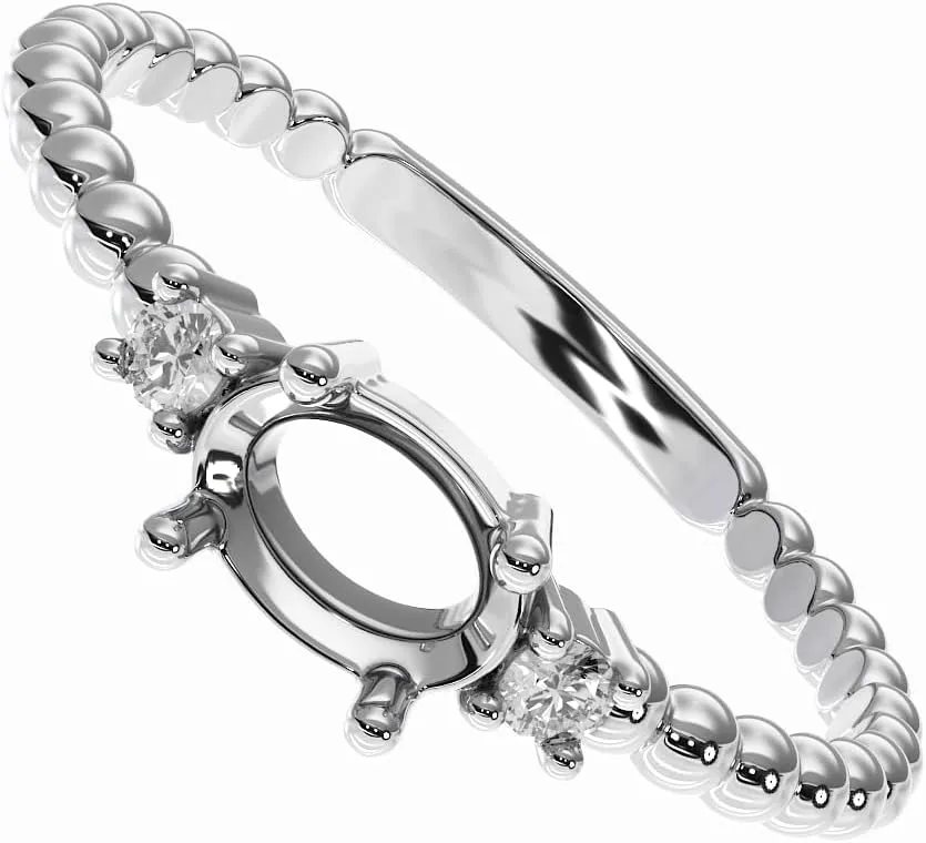 925 Silver Stackable Ring Blank 6x4 mm Cubic Zirconia Side DIY Fine Jewelry Mounting