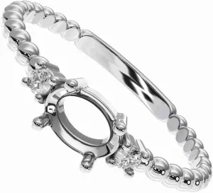 925 Silver Stackable Ring Blank 6x4 mm Cubic Zirconia Side DIY Fine Jewelry Mounting