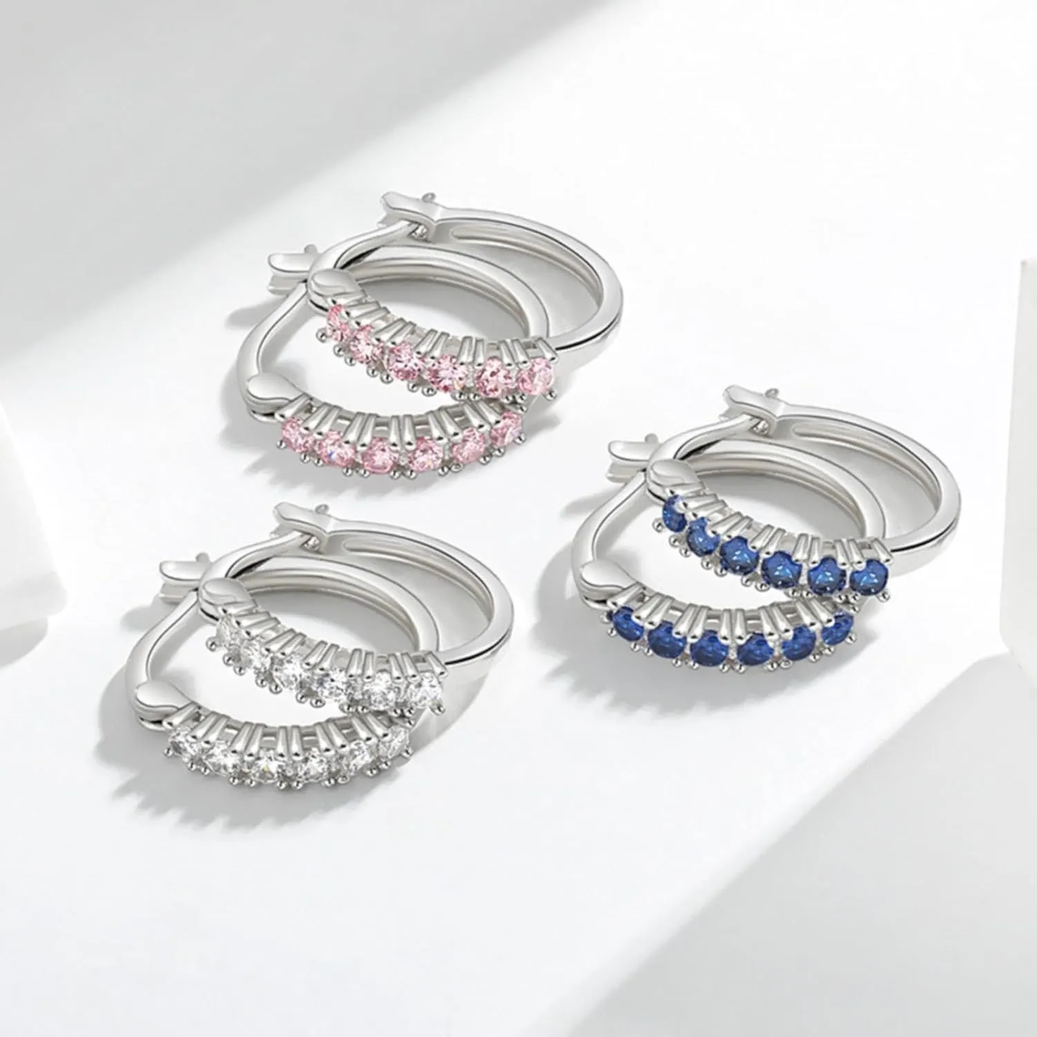 925 Sliver Hoops Earrings for Women Cubic Zirconia Hollow Out Small Hoop Hypoallergenic Lightweight Jewelry Gift