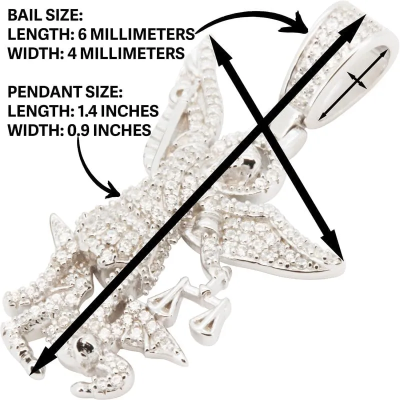 925 Sterling Silver 14K White/Yellow Gold Finish AAA Cubic Zirconia Saint Michael The Archangel Pendant 1.5MM Franco/2MM Moon Cut Bead Ball Chain Necklace For Women & Men 20-24 Fine Jewelry