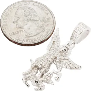 925 Sterling Silver 14K White/Yellow Gold Finish AAA Cubic Zirconia Saint Michael The Archangel Pendant 1.5MM Franco/2MM Moon Cut Bead Ball Chain Necklace For Women & Men 20-24 Fine Jewelry
