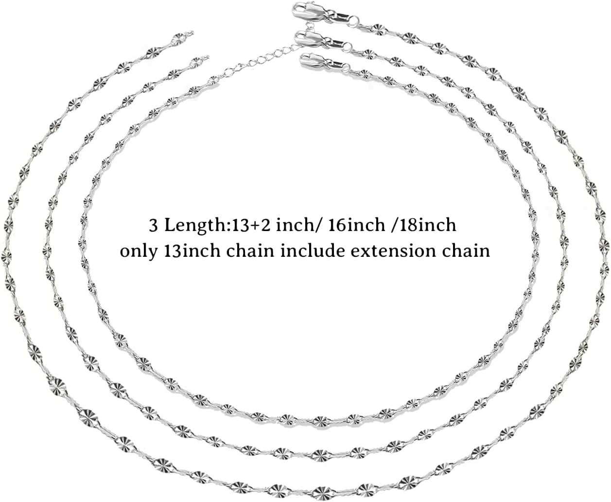 925 Sterling Silver 2mm Chain Necklace for Women Thin Mirror Chain Dainty Cute Choker Necklaces for Women 16 18 20 Inch