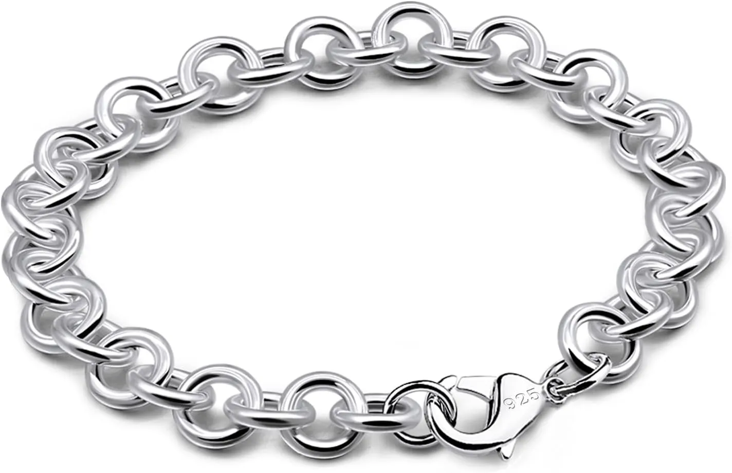 925 Sterling Silver Classic Round Cable Wire Link Bracelet Women Cuban Curb Oval Belcher Link Chain 5.9 to 9 in For Men 24k Gold Plated Cuff Jewelry Gift