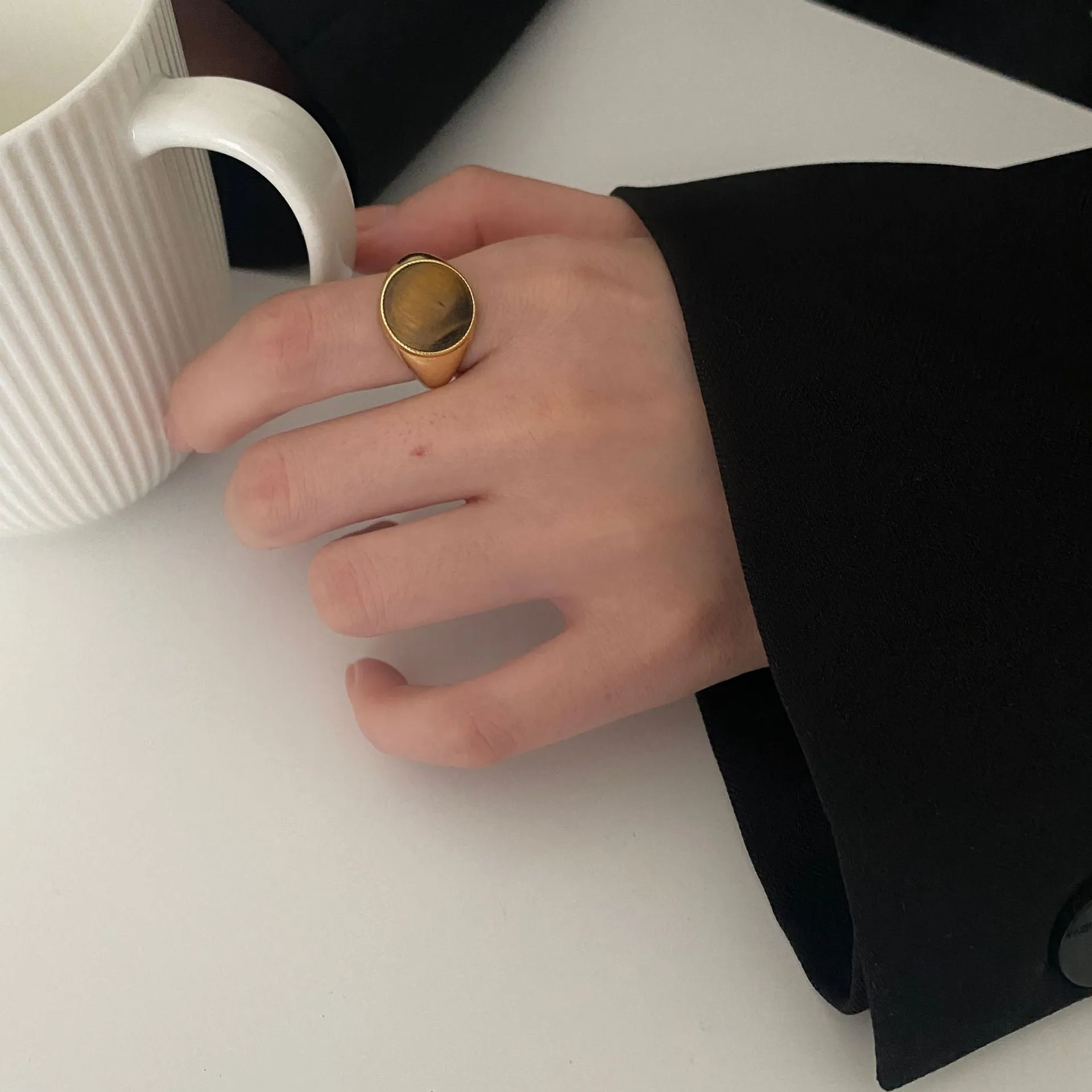 925 Sterling Silver Minimalist Silver Pearl Inlay Rings