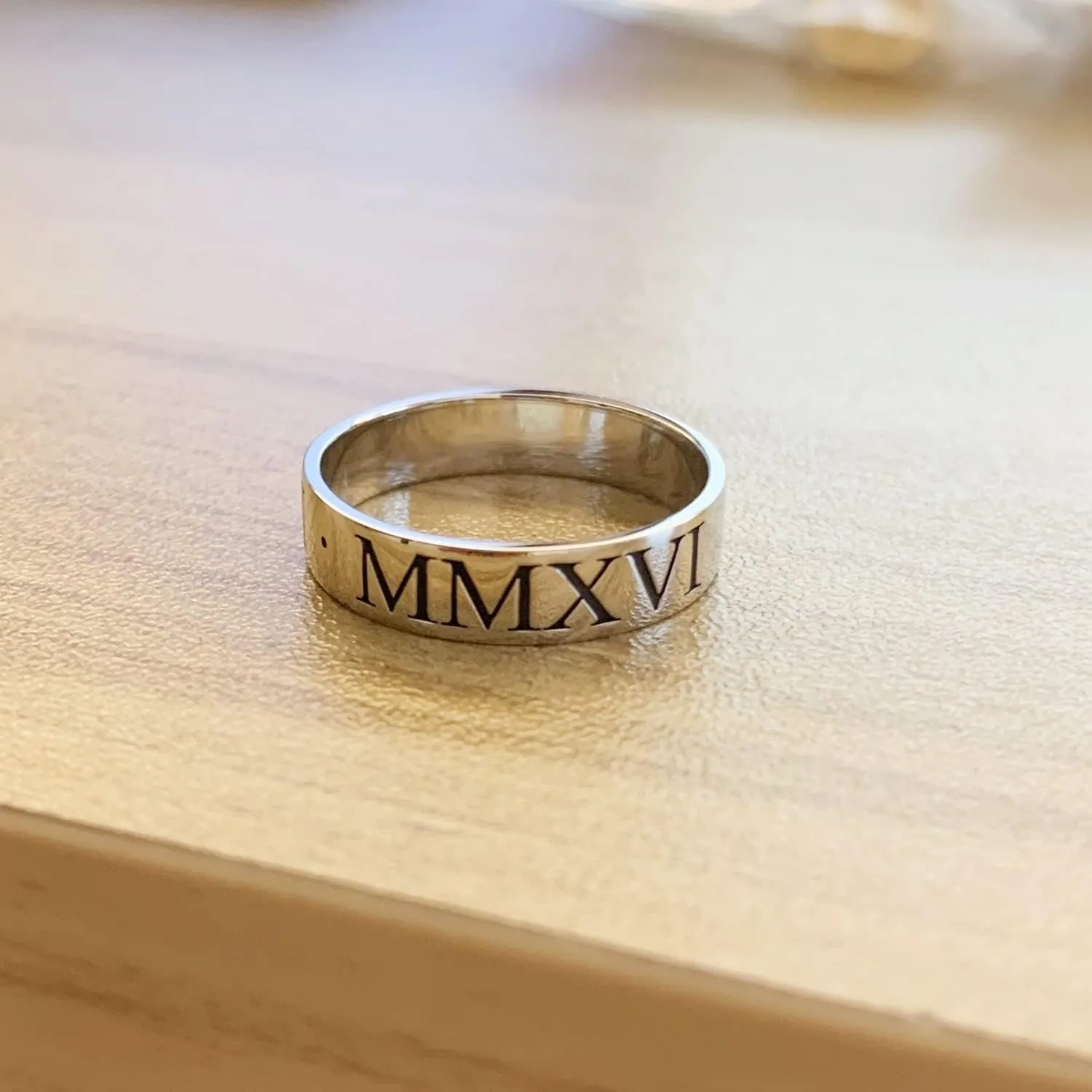 925 Sterling Silver Personalized Roman Numerals Ring Custom Band Coordinates Date Number Engraved Jewelry