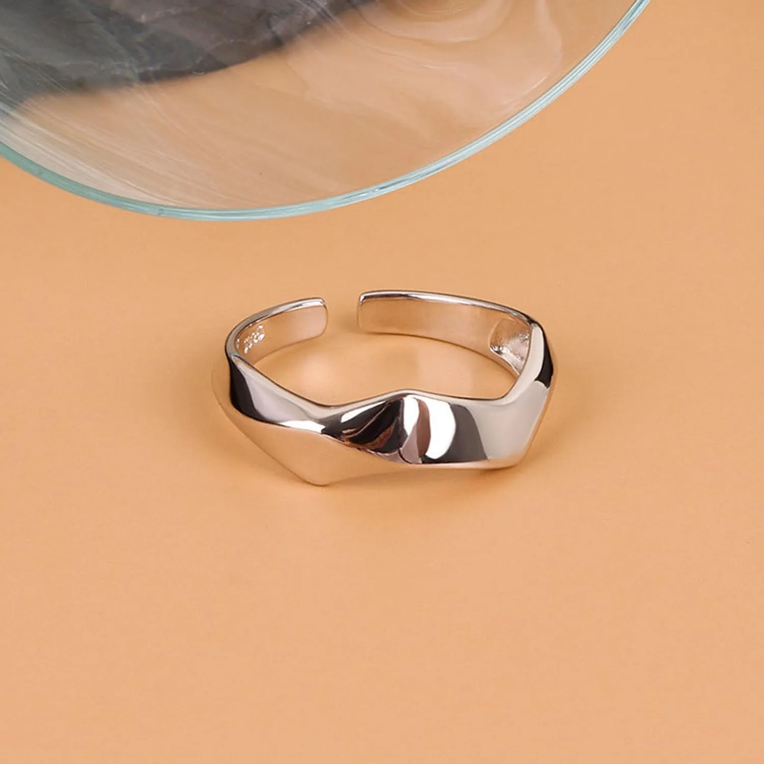 925 Sterling Silver Ring High Polish Thumb Band Rings Open Adjustable Chunky Rings Statement Ring for Women