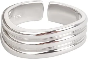 925 Sterling Silver Ring High Polish Thumb Band Rings Open Adjustable Chunky Rings Statement Ring for Women