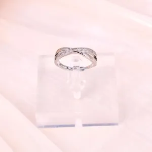 925 Sterling Silver Rings for Women, Adjustable Band Thumb Finger Ring with Cubic Zirconia, Minimalist Cross Shape Statement Stacking Ring for Women