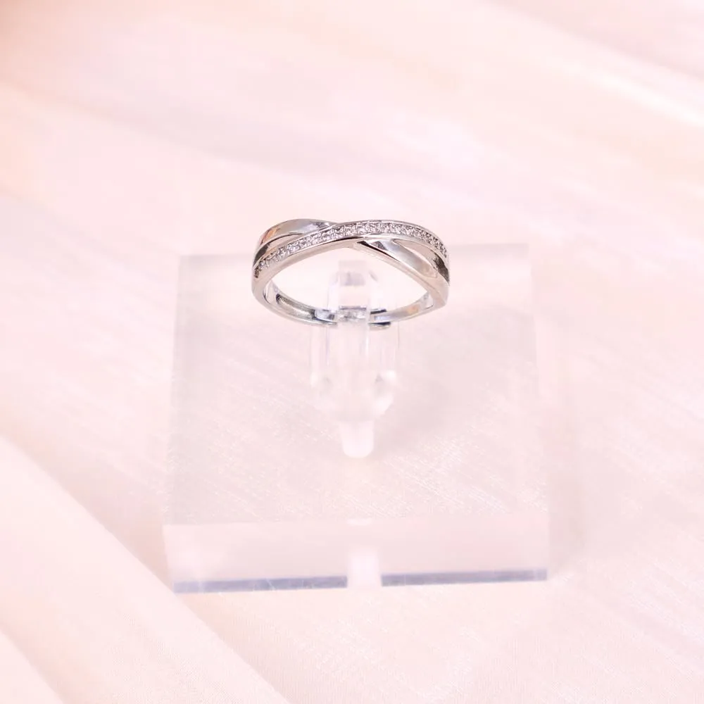 925 Sterling Silver Rings for Women, Adjustable Band Thumb Finger Ring with Cubic Zirconia, Minimalist Cross Shape Statement Stacking Ring for Women