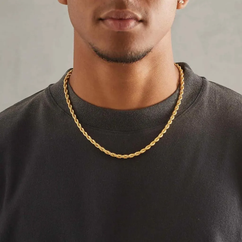 925 Sterling Silver Rope Chain Lobster Clasp 2/2.5/3/4/5mm Gold/Silver Chain for Men Women Silver Necklace Chain 16/18/20/22/24/26/30 Inches