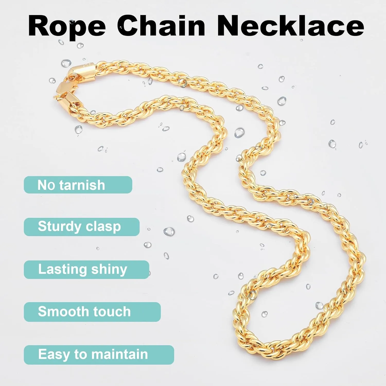 925 Sterling Silver Rope Chain Lobster Clasp 2/2.5/3/4/5mm Gold/Silver Chain for Men Women Silver Necklace Chain 16/18/20/22/24/26/30 Inches