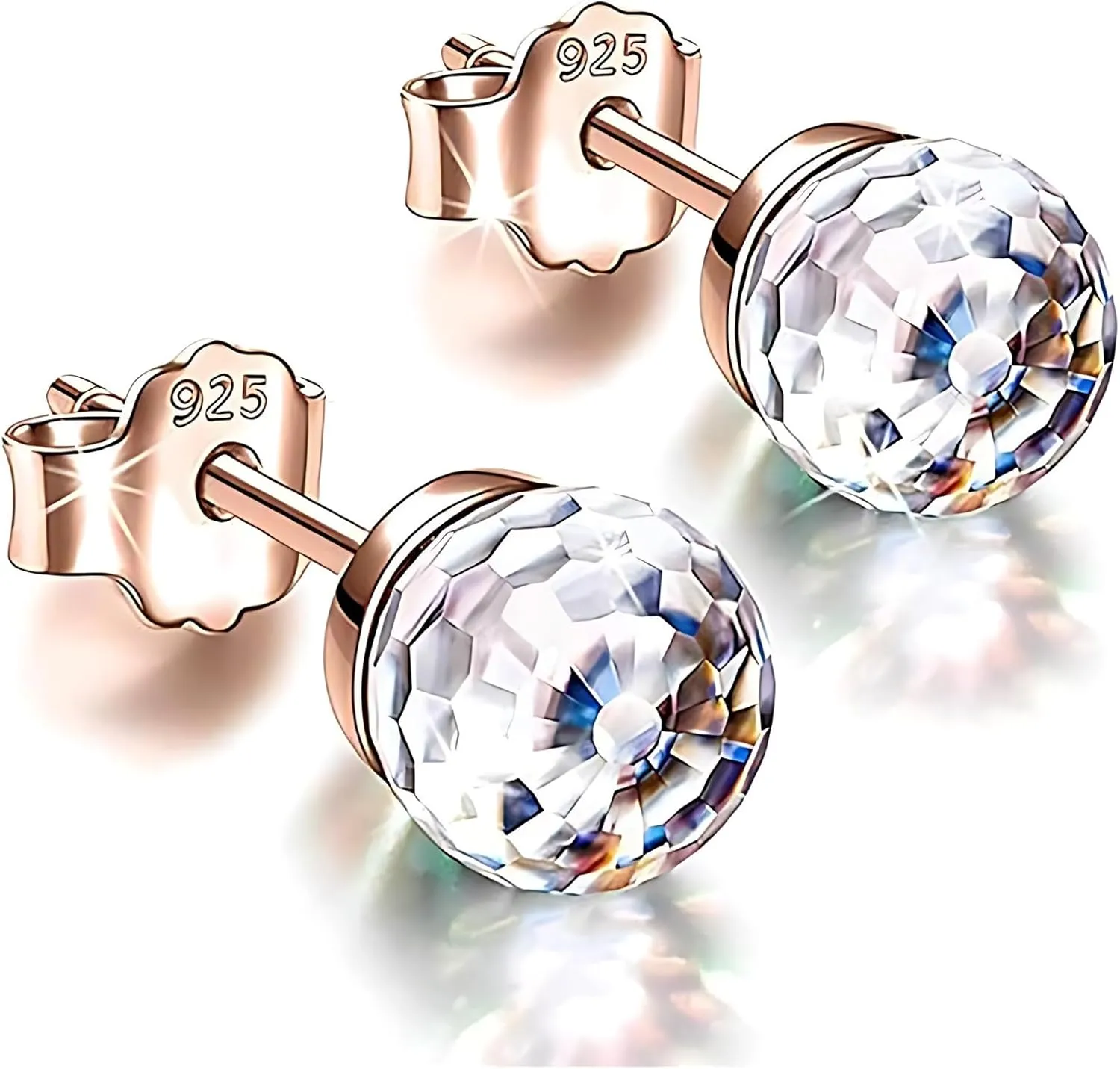 925 Sterling Silver Stud Earrings for Women Hypoallergenic Sparkling Crystal Stud Earrings Jewelry Gifts for Christmas Valentine's Day Birthday