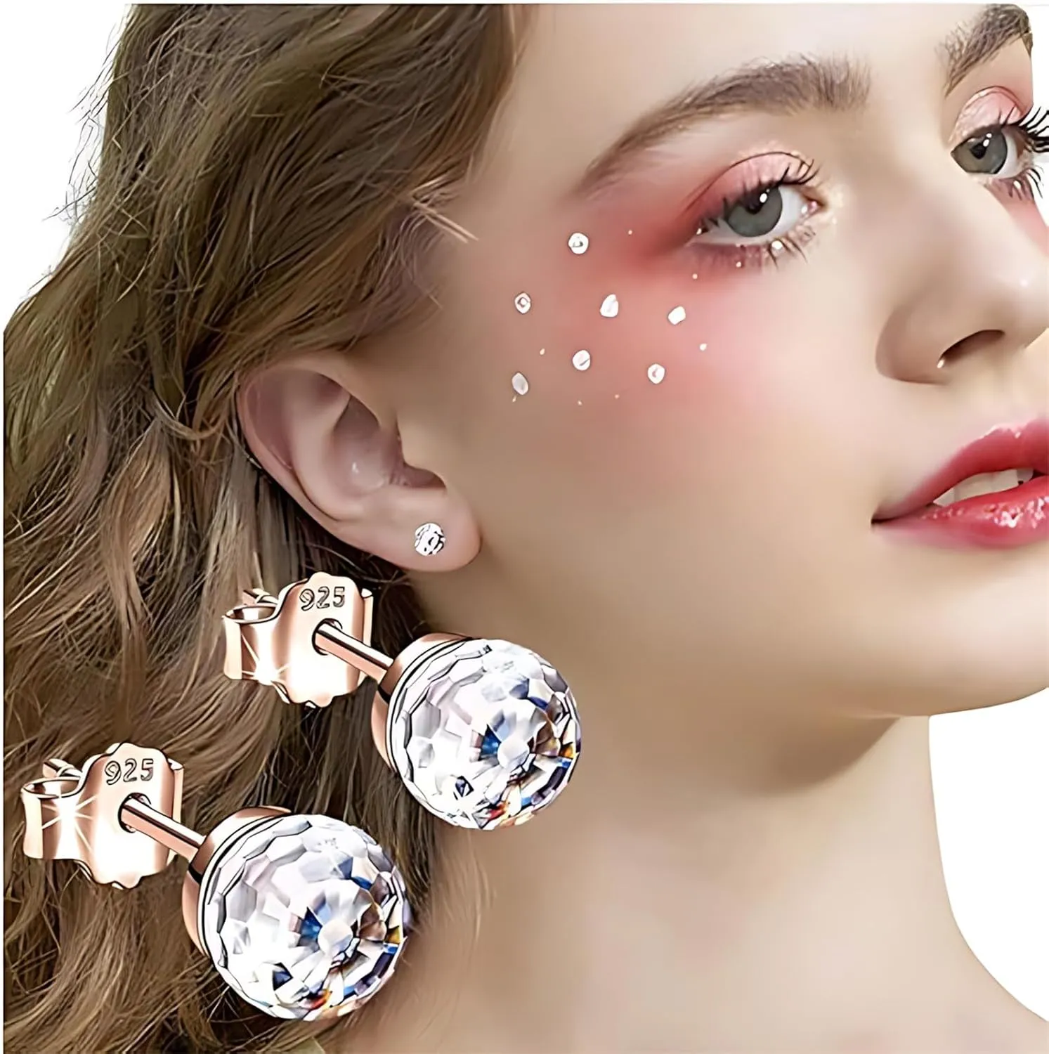 925 Sterling Silver Stud Earrings for Women Hypoallergenic Sparkling Crystal Stud Earrings Jewelry Gifts for Christmas Valentine's Day Birthday