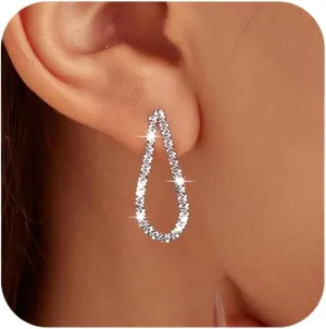 925 Sterling Silver Threader Tassel Chain Drop Dangle Earrings for Women 14k Gold Plated Sparkling Butterfly Birthstone Long Fringe Earring Bling Line Wedding Stud Earring Jewelry for Mom