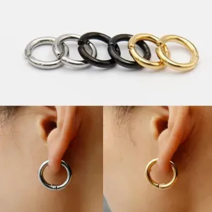 9Pcs Clip On Earrings for Women Men Trendy Fake Stainless Steel Gold Silver Black Small Hoop Earrings Non Piercing Set Non Tarnish Lightweight Jewelry Gift