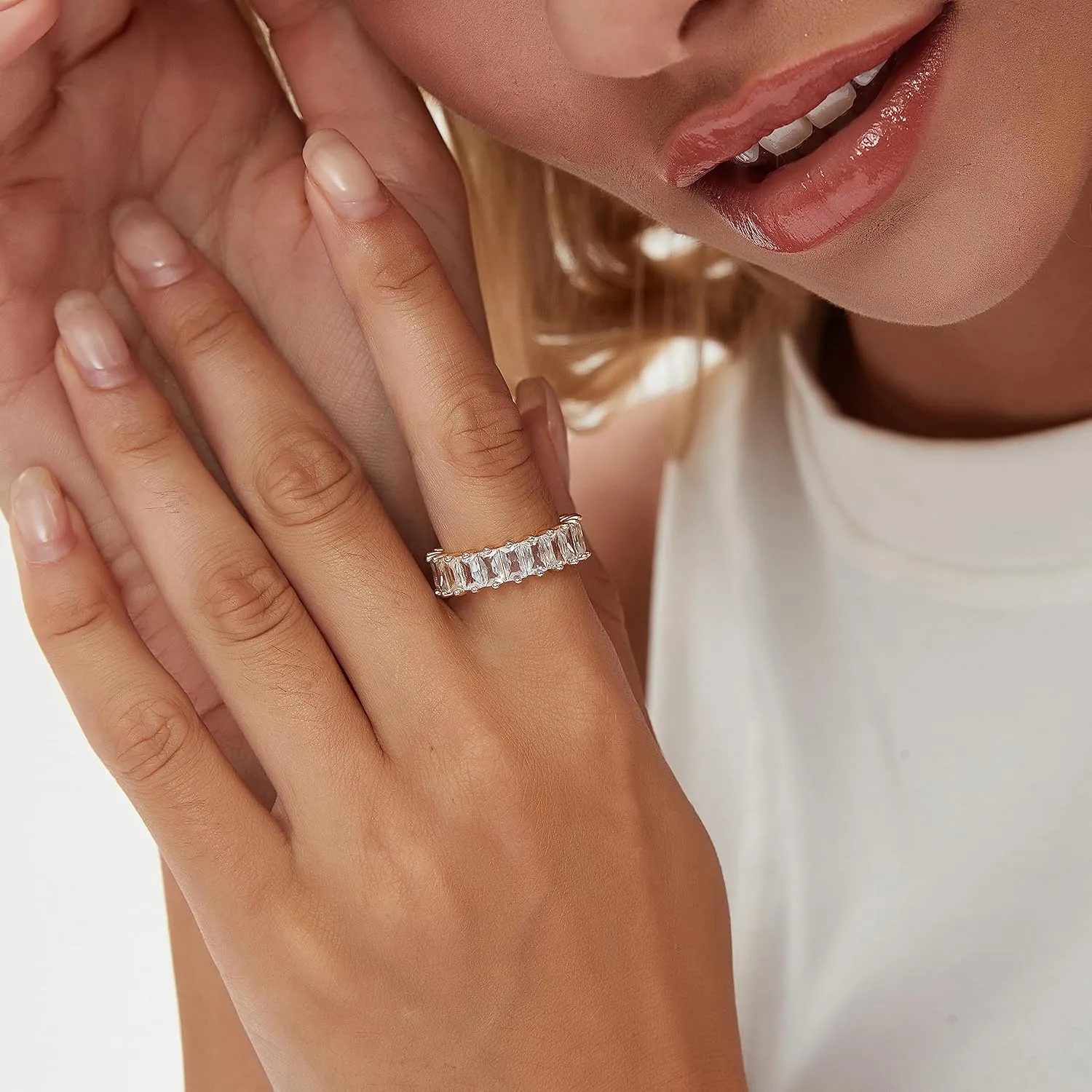 Adjustable 18k Gold Plated CZ Leaf Open Ring Dainty Double Cubic Zirconia Olive Branch Leaves Band Stacking Finger Rings Minimalist Cute Statement Ring Jewelry for Women Teen Girls
