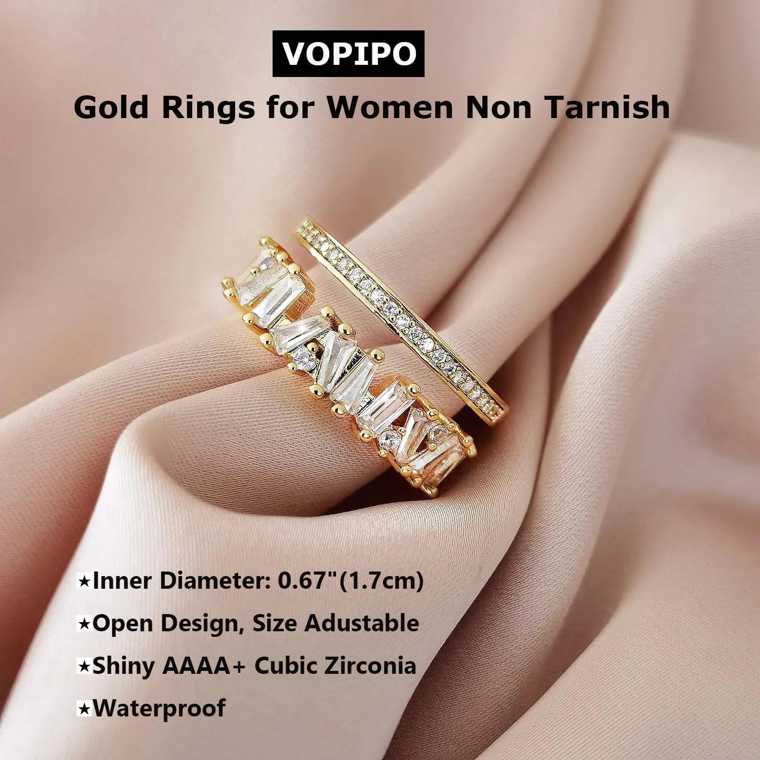 Adjustable 18k Gold Plated CZ Leaf Open Ring Dainty Double Cubic Zirconia Olive Branch Leaves Band Stacking Finger Rings Minimalist Cute Statement Ring Jewelry for Women Teen Girls