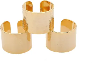 Adjustable Brushed Metal Tube Midi Knuckle Ring Set of Three