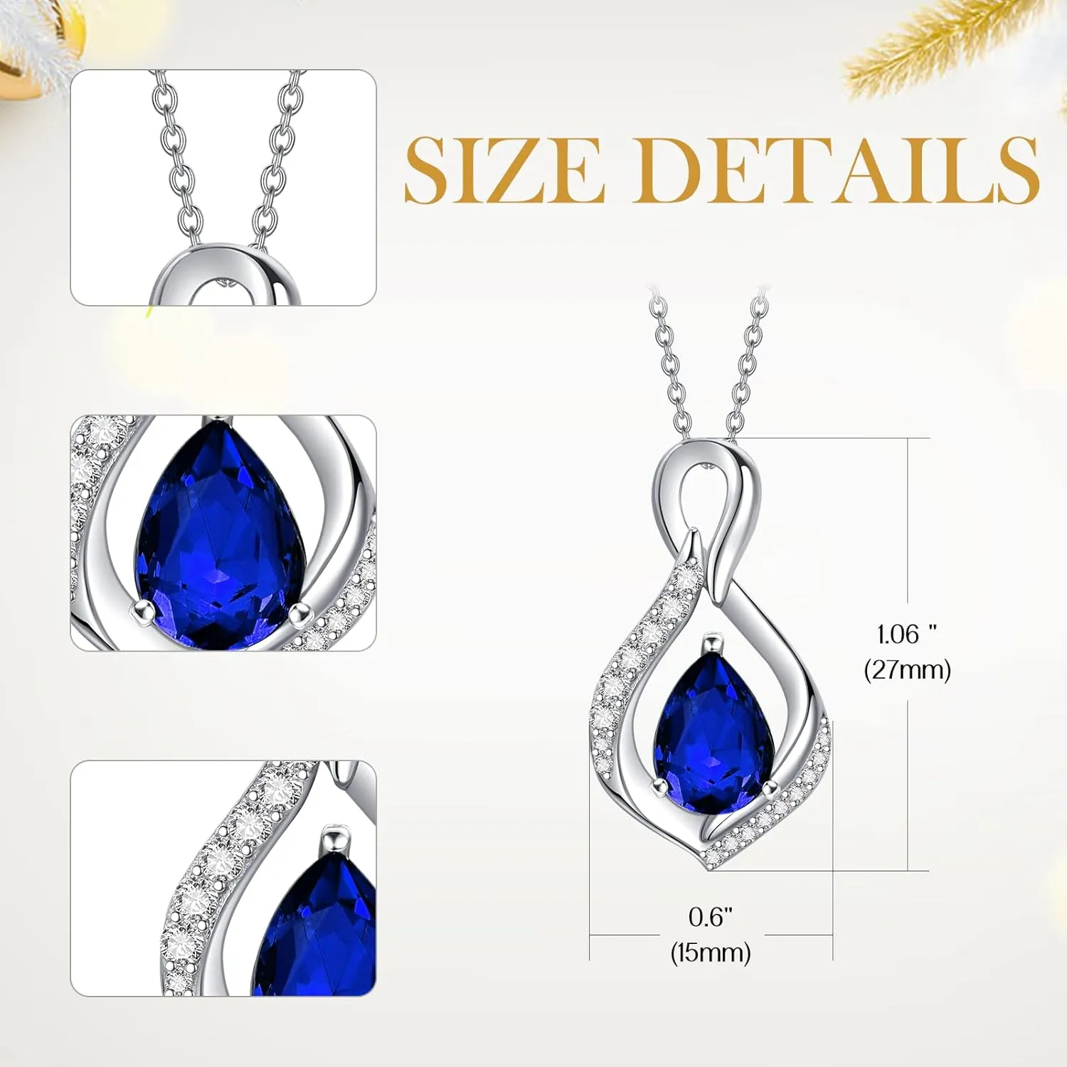 AENEAS Infinity Birthstone Necklace for Women Sterling Silver Infinity Teardrop Pendant Forever Love Jewelry Gift for Birthday Anniversary Christmas