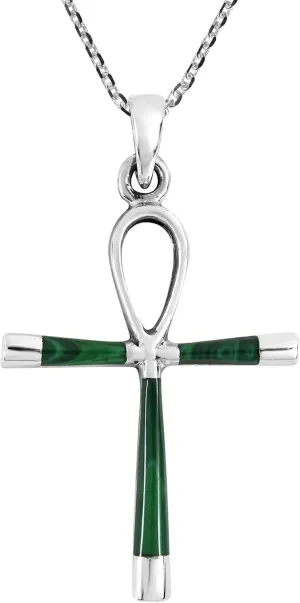 AeraVida Ankh Hieroglyph Eternal Life .925 Sterling Silver Pendant Necklace | Classic Cross Sterling Silver Necklace for Women | Vintage Long Necklaces for Women