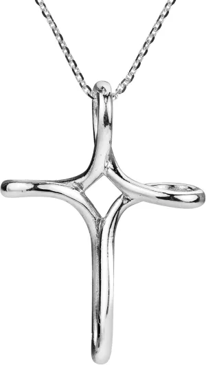 AeraVida Shiny Cross Infinity Loop Slide .925 Sterling Silver Pendant Necklace | Elegant Faith-Inspired Necklace for Women | Unique Cross & Infinity Symbol Jewelry
