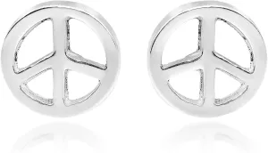 AeraVida Simple Punk Peace Sign 8mm Round .925 Silver Stud Earrings for Women | Sterling Silver