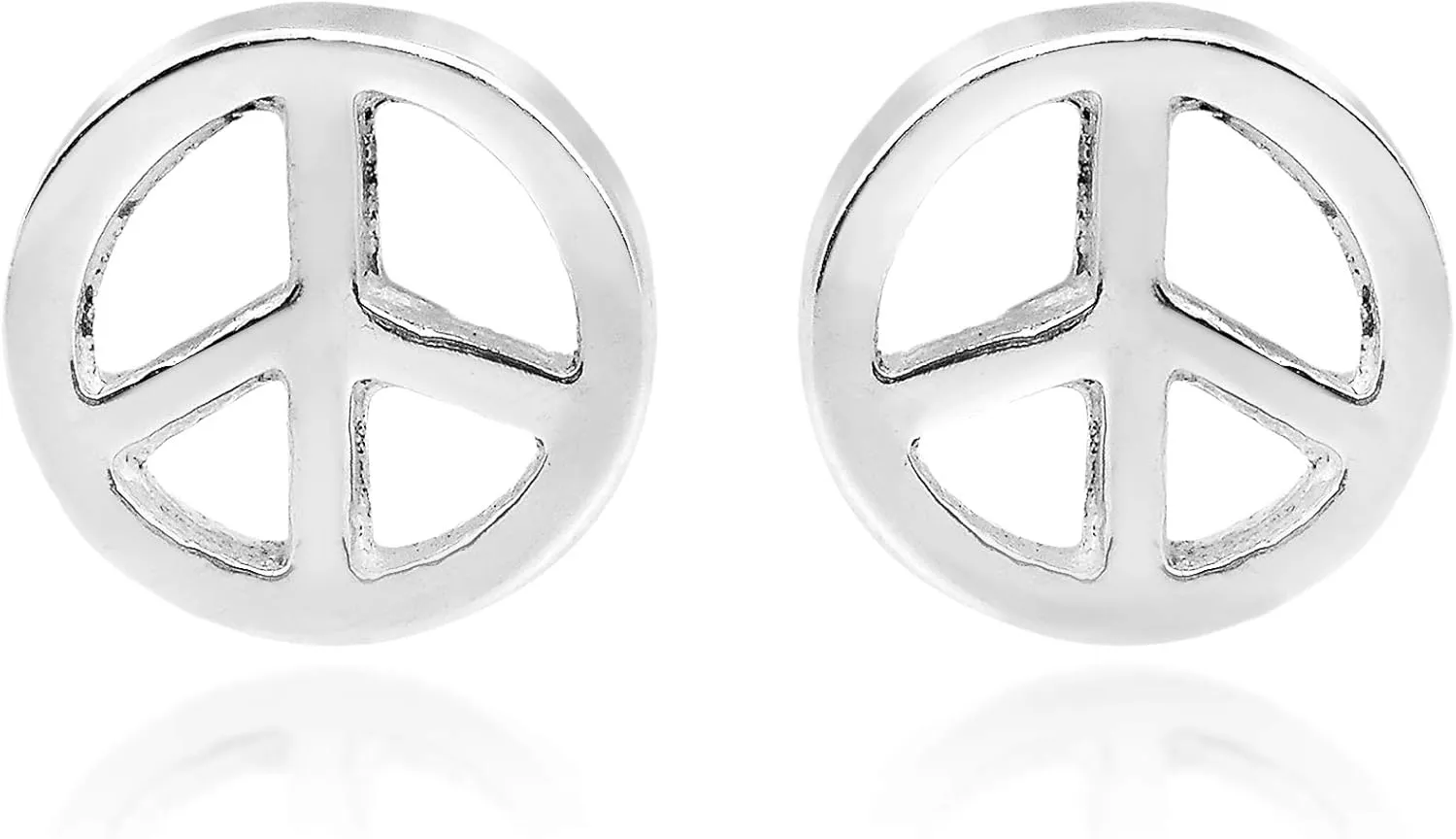 AeraVida Simple Punk Peace Sign 8mm Round .925 Silver Stud Earrings for Women | Sterling Silver