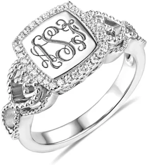AILIN Custom Classic Monogram Ring 925 Sterling Silver Personalized Engraving initials Rings Graduation Christmas Wedding Anniversary Mothers Day Jewelry Gifts For Women Sister Wife Daughter