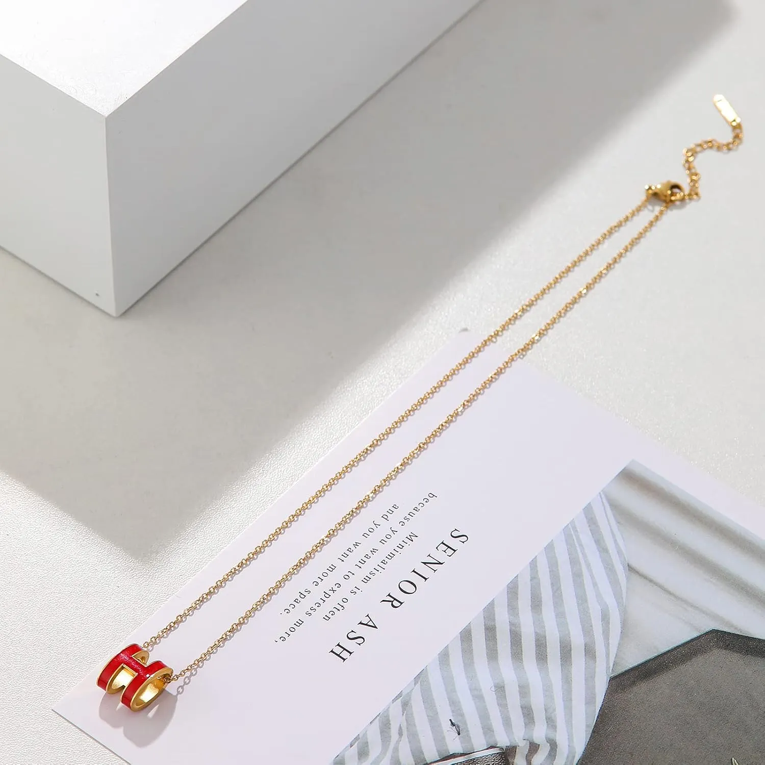 AIMADE H Necklace for Women18K Gold Plated Classic Letter Design Cute Fashion Necklace Pendant Jewelry Gifts for Women