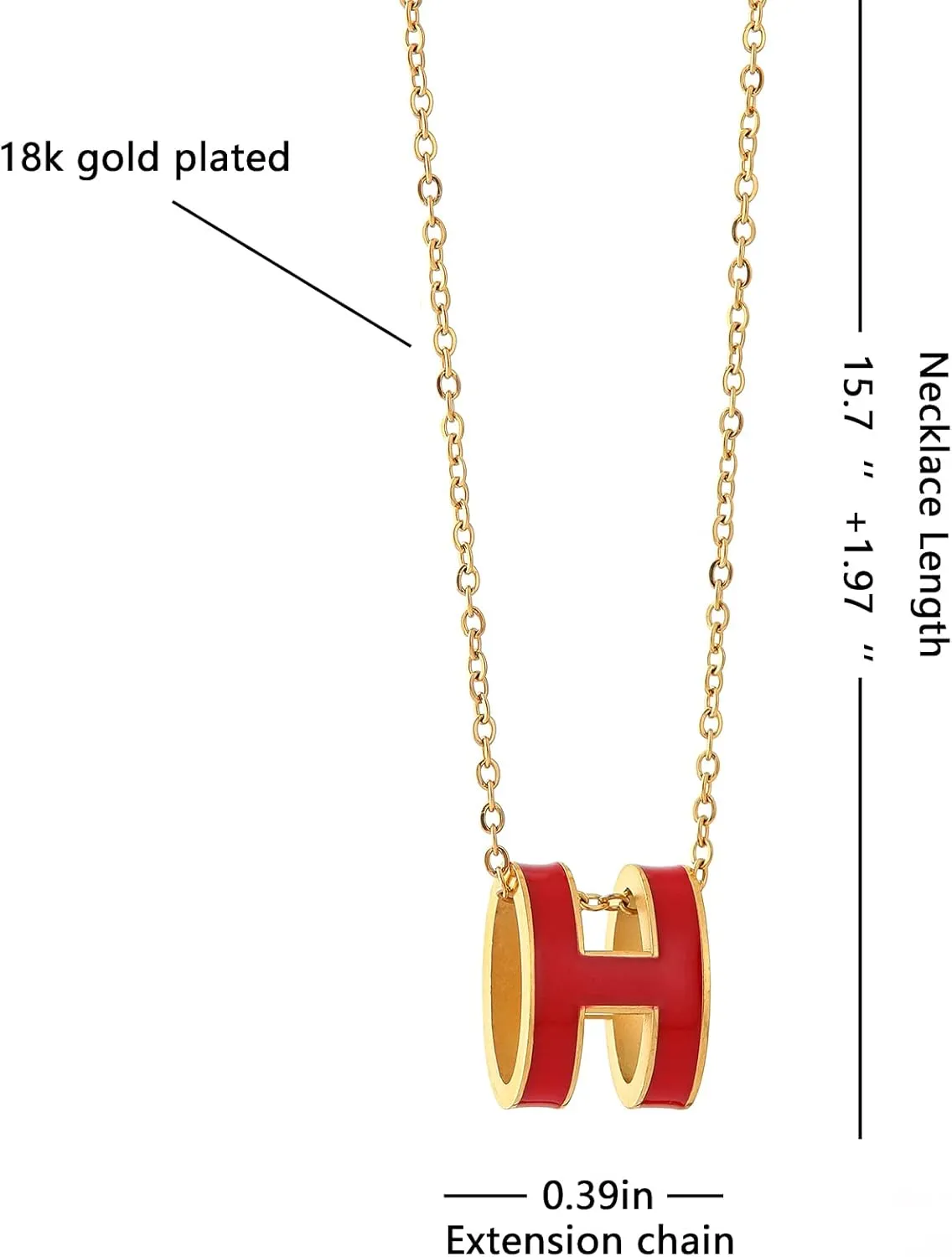 AIMADE H Necklace for Women18K Gold Plated Classic Letter Design Cute Fashion Necklace Pendant Jewelry Gifts for Women