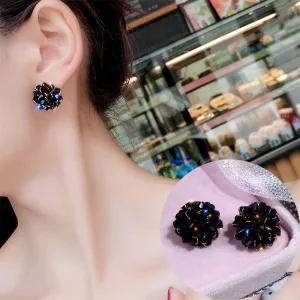 Aimimier Bridal Crystal Flower Stud Earrings Sparkling Crystal Wrapped Earrings Vintage Wedding Ear Jewelry for Women