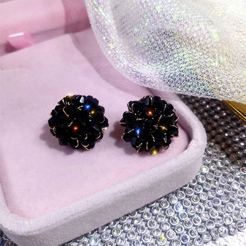 Aimimier Bridal Crystal Flower Stud Earrings Sparkling Crystal Wrapped Earrings Vintage Wedding Ear Jewelry for Women