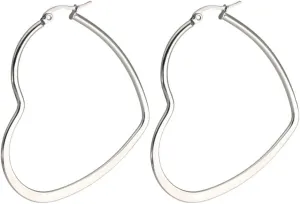 ALRNBY Heart Hoop Earrings for Women Silver Thin Gold Dangle 316L Titanium Stainless Steel Trendy Hypoallergenic