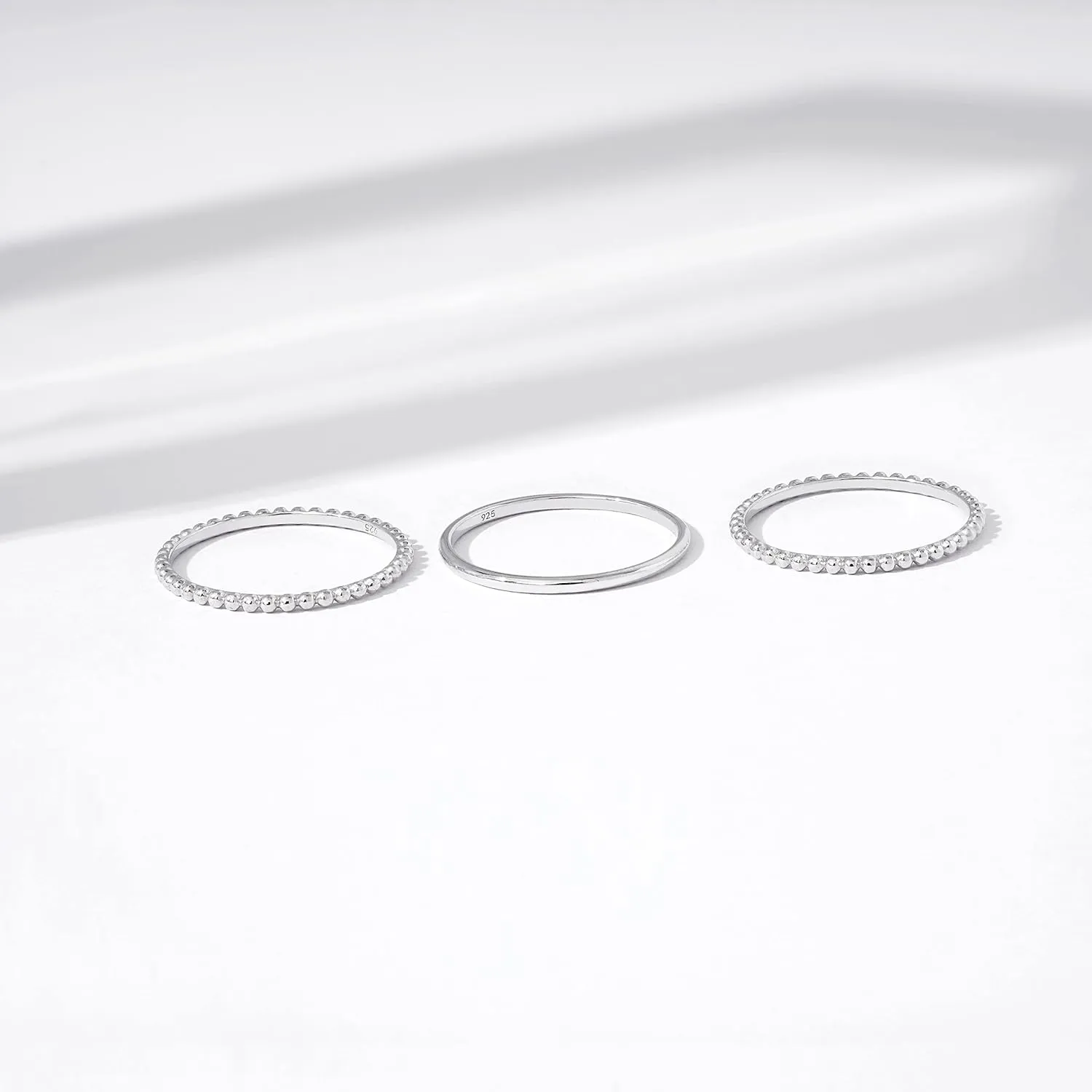 Amazon Essentials 14K Gold or Rhodium Plated Sterling Silver Stacking Ring Set of 3