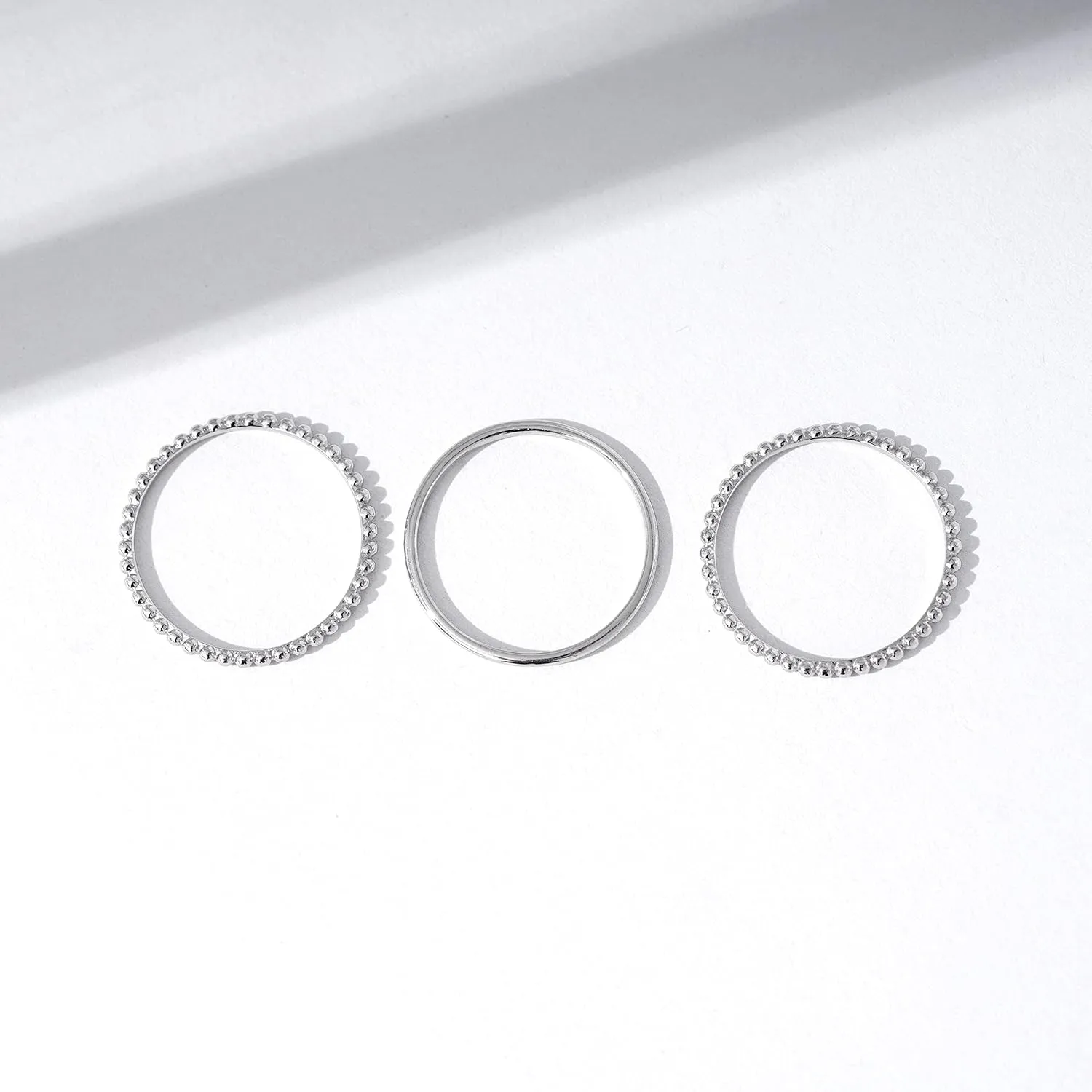Amazon Essentials 14K Gold or Rhodium Plated Sterling Silver Stacking Ring Set of 3