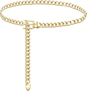 Ammiko Waist Chain Belt for Women Fashion Body Belly Link Belt Ring Metal Chain Belts for Jeans Dress Alloy Ladies