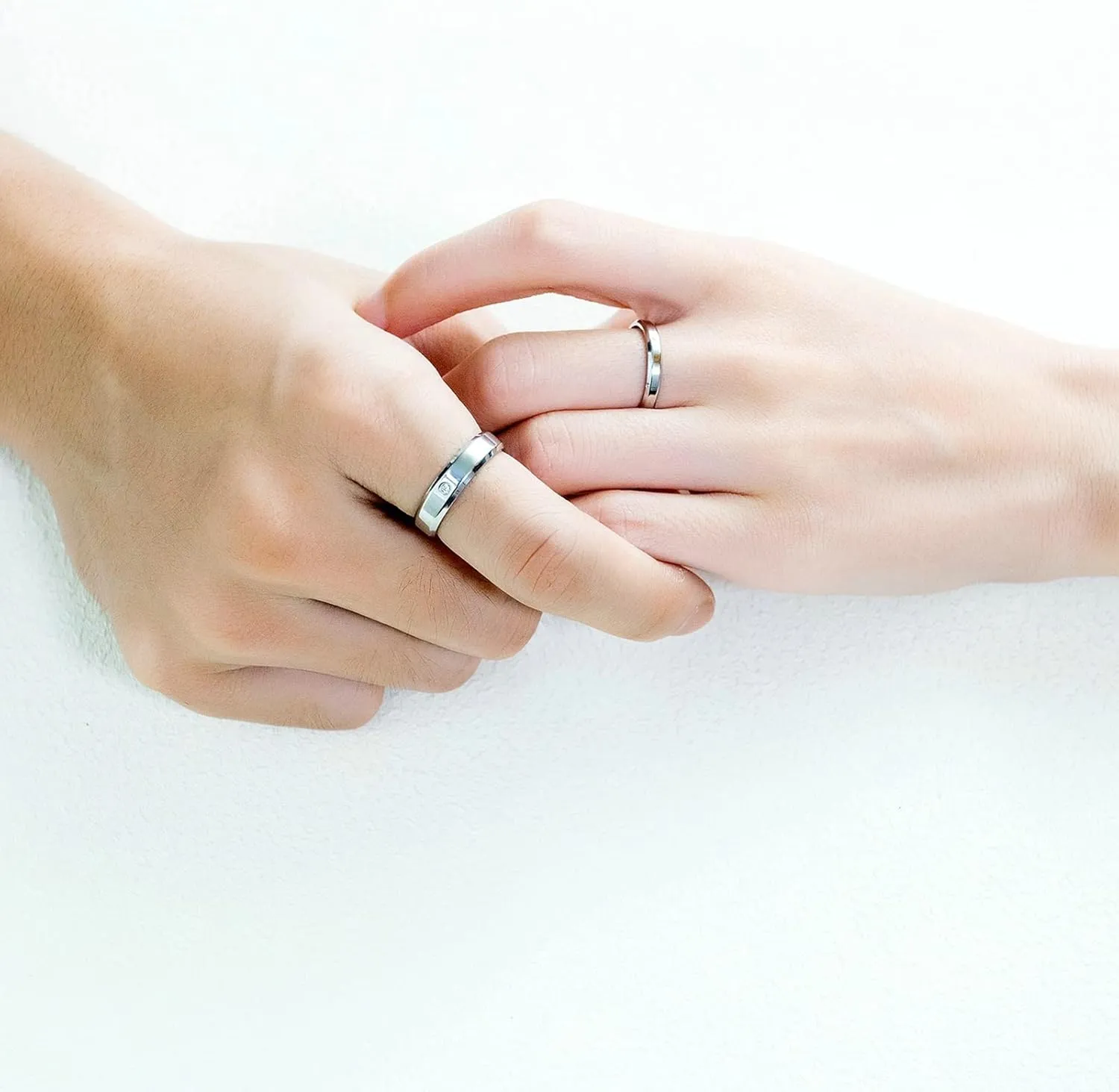 ANAZOZ Couple Promise Rings for Him and Her Sets, Cubic Zirconia Anniversary Band Ring Stainless Steel Polished Finished