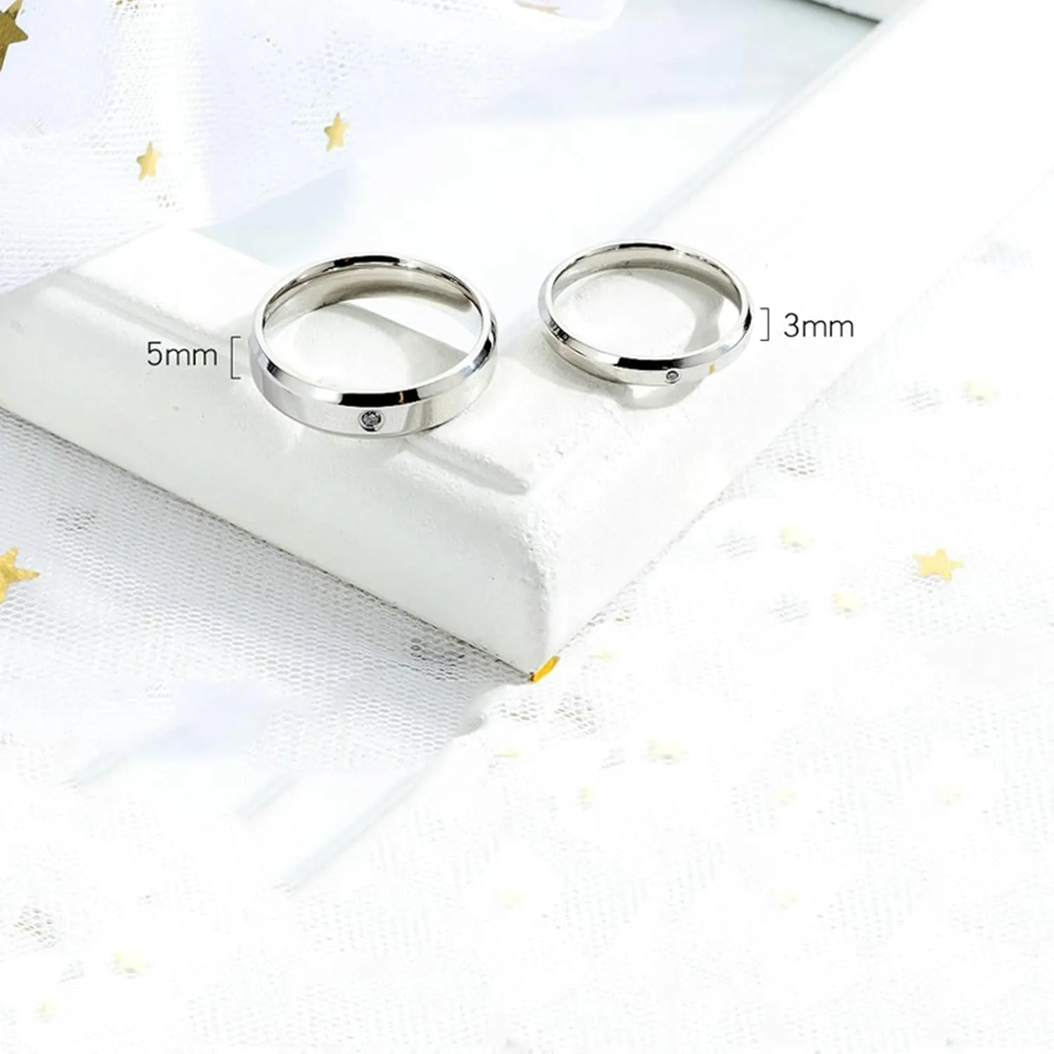 ANAZOZ Couple Promise Rings for Him and Her Sets, Cubic Zirconia Anniversary Band Ring Stainless Steel Polished Finished