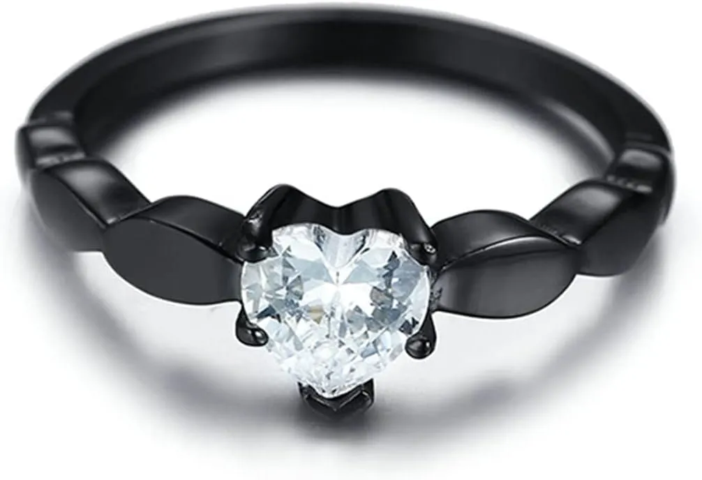 ANAZOZ His and Her Anniversary Wedding Bands, Stainless Promise Rings for Couples with Heart Zirconia