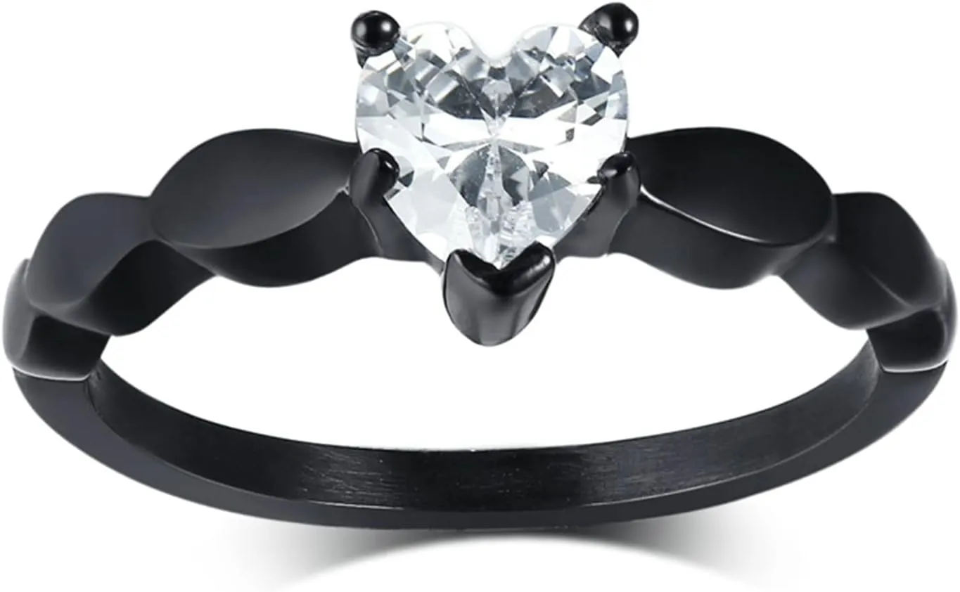 ANAZOZ His and Her Anniversary Wedding Bands, Stainless Promise Rings for Couples with Heart Zirconia