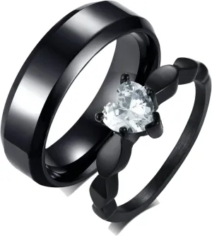 ANAZOZ His and Her Anniversary Wedding Bands, Stainless Promise Rings for Couples with Heart Zirconia