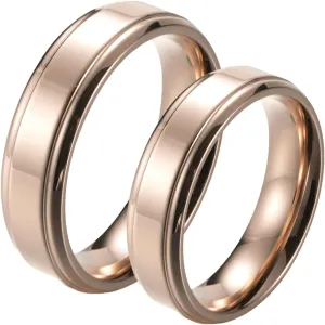 ANAZOZ Stainless Promise Rings for Couples, Men and Women Matching Engagement Rings 6MM Rose Gold Plated Titanium Engraved Rings