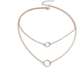 Aner Fashionable And Exquisite Layered Metal Ring Necklace For Women, Round Necklace, Stylish And Personalized Pendant Necklace, Gold Layered Necklace For Women