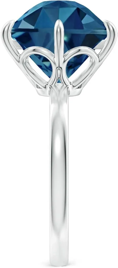Angara Natural Hexagonal Fancy-Cut London Blue Topaz Solitaire Ring in 14K Solid Gold/Platinum | November Birthstone, Birthday, Engagement, Anniversary, Wedding Jewelry Gift for Women