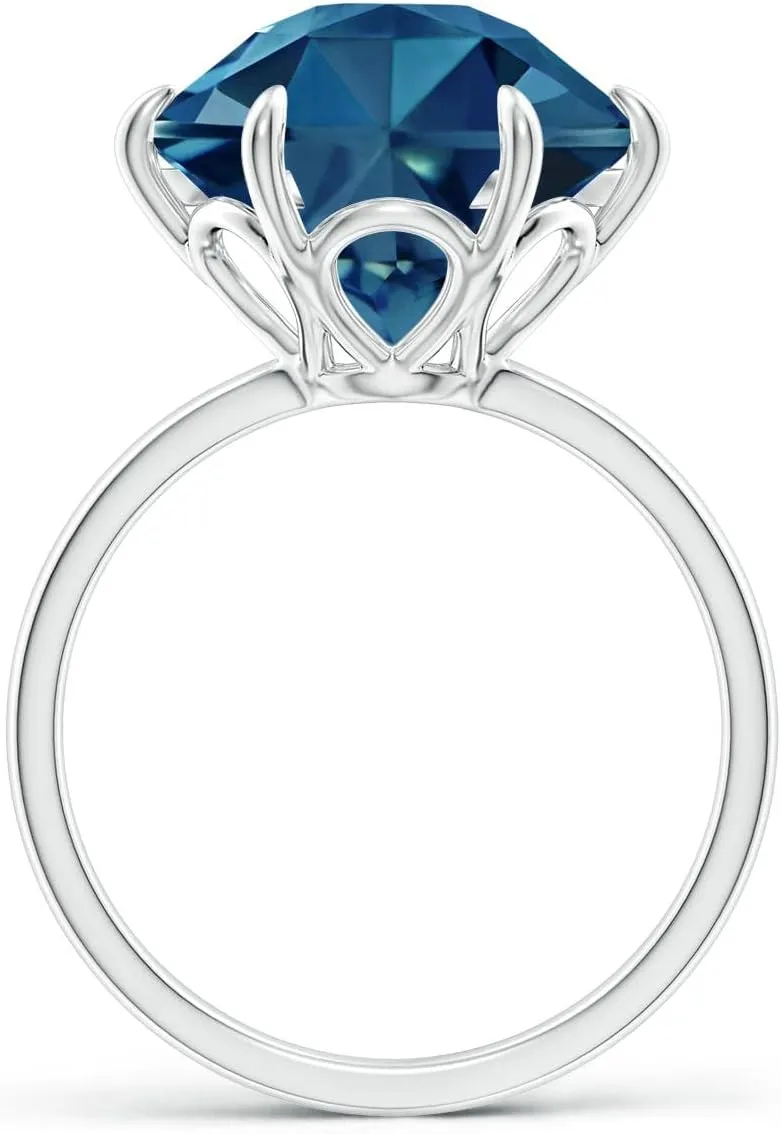 Angara Natural Hexagonal Fancy-Cut London Blue Topaz Solitaire Ring in 14K Solid Gold/Platinum | November Birthstone, Birthday, Engagement, Anniversary, Wedding Jewelry Gift for Women