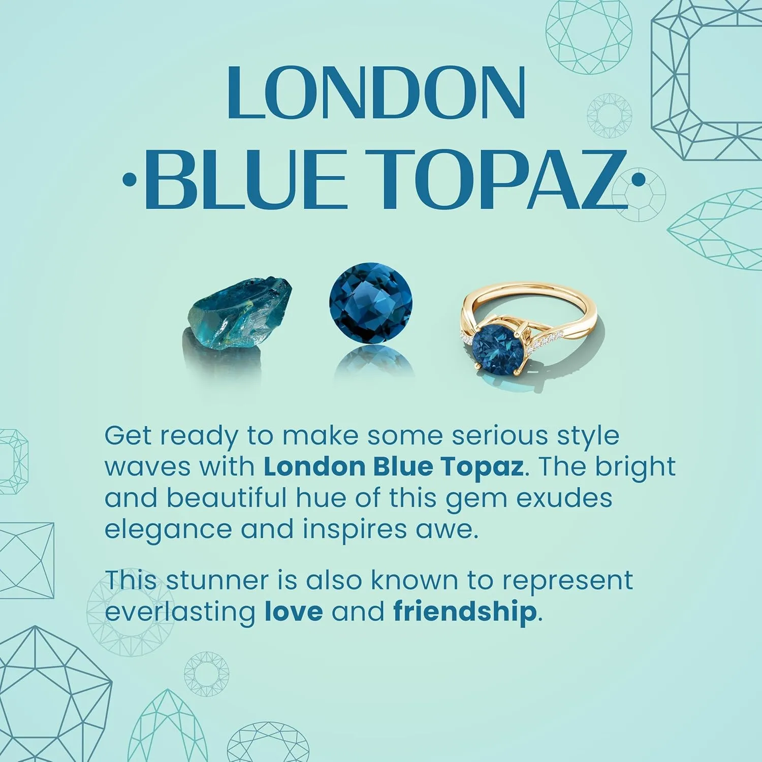 Angara Natural Hexagonal Fancy-Cut London Blue Topaz Solitaire Ring in 14K Solid Gold/Platinum | November Birthstone, Birthday, Engagement, Anniversary, Wedding Jewelry Gift for Women