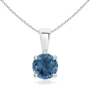 Angara Natural London Blue Topaz Solitaire Pendant Necklace in Silver 18" Chain (0.60 cttw Round London Blue Topaz)