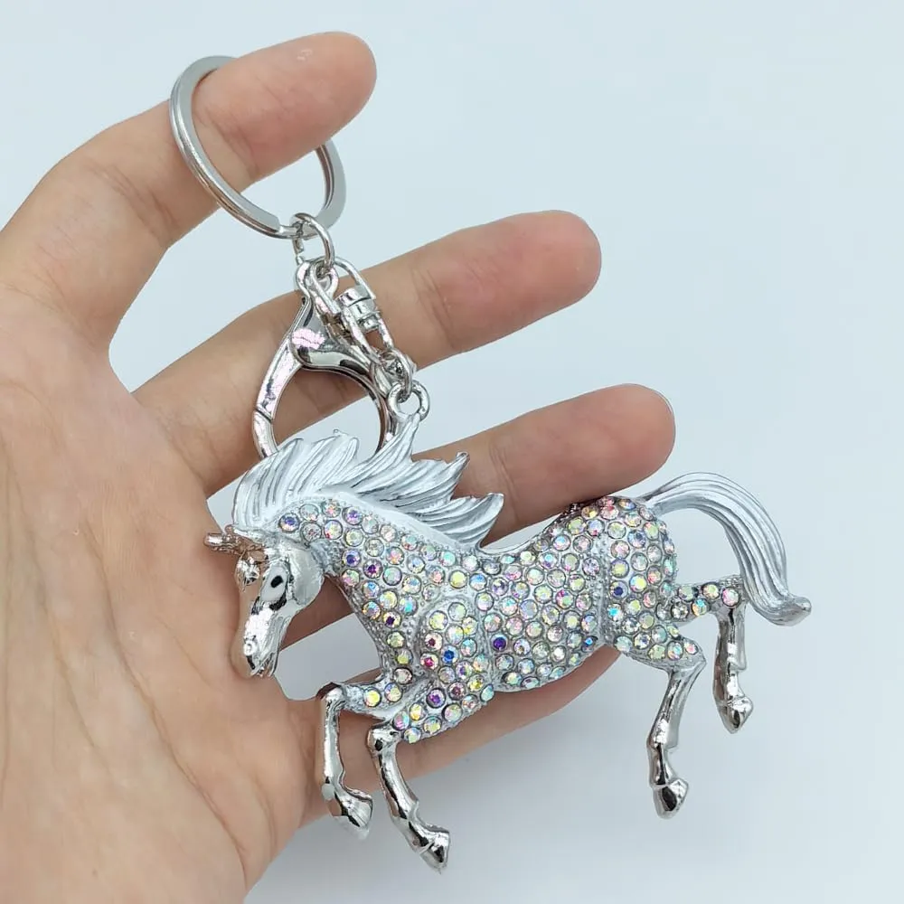 Animal Pendant Key Chains Ring Crystal Bling Turtle Whales Horse Elephants Koala Flamingos Owl Frogs Keychain for Women Girls