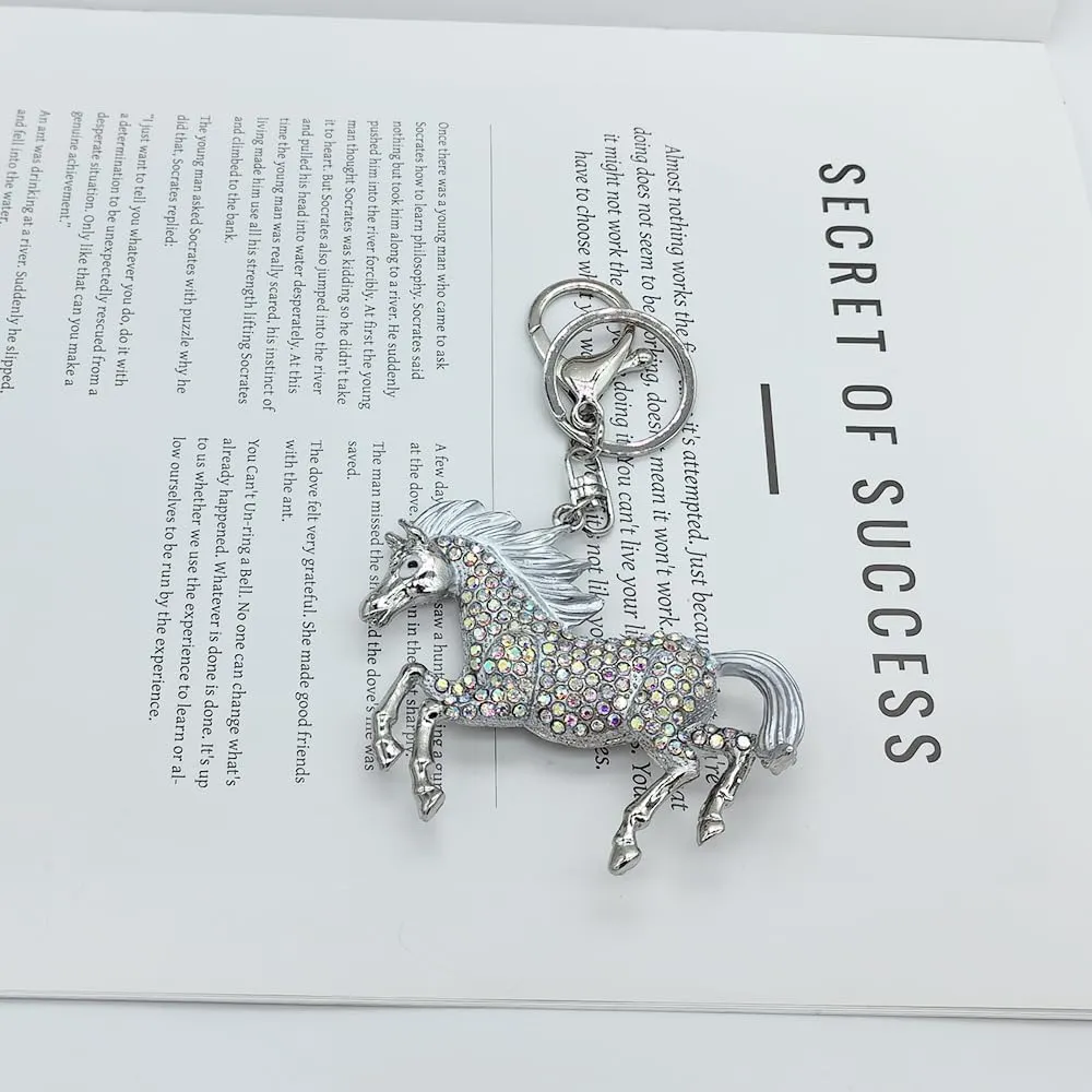 Animal Pendant Key Chains Ring Crystal Bling Turtle Whales Horse Elephants Koala Flamingos Owl Frogs Keychain for Women Girls